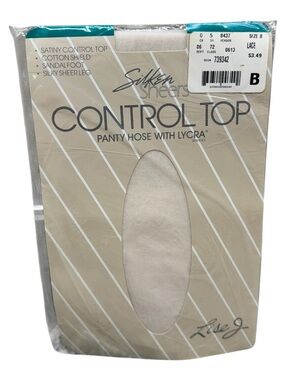 Vintage Dress Barn Lise J Silken Sheer Control Top Pantyhose Lace Size B